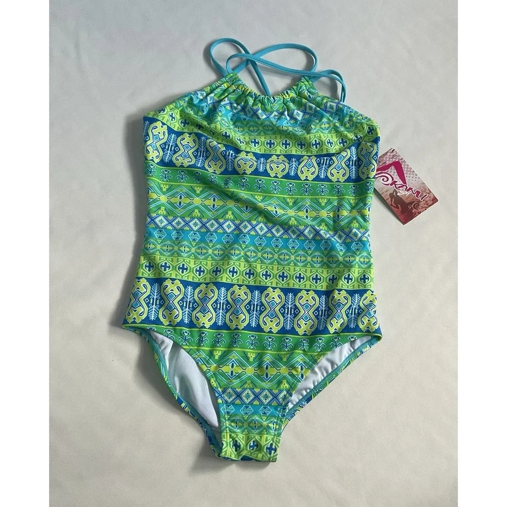 Kanu Surf Girls Jasmine  Halter one Piece  Swimsuit Mahina Green Size‎ 14
